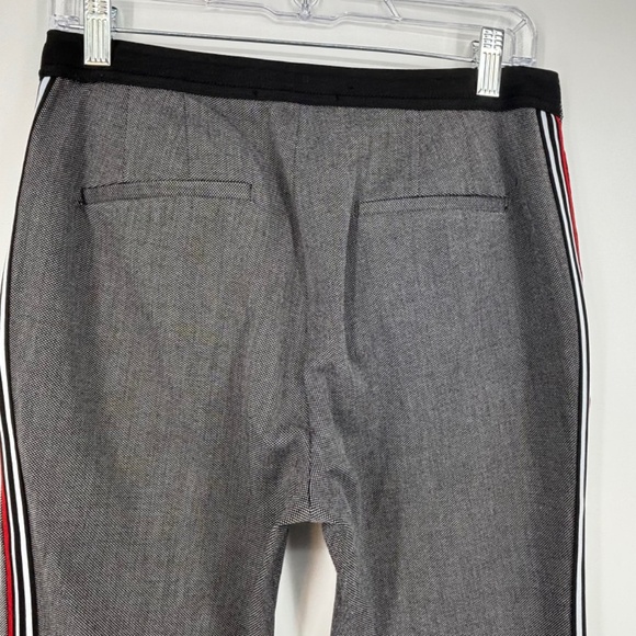 Zara Basic Womens Large Trouser Pants Black White Red Tuxedo Stripes Skinny Leg - Picture 7 of 9